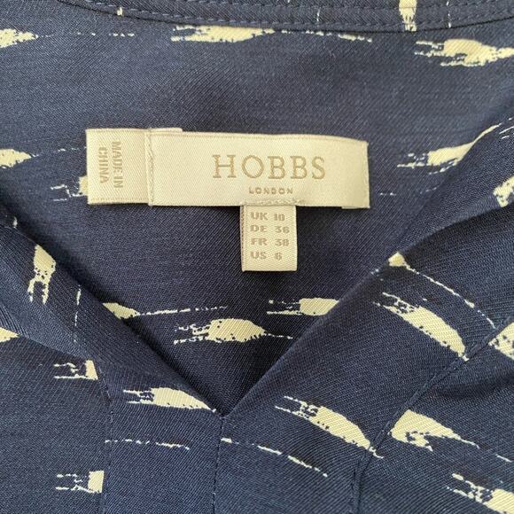 Hobbs London Popover Tie Neck Long Sleeve Blouse Navy 6 NWOT - Picture 7 of 12